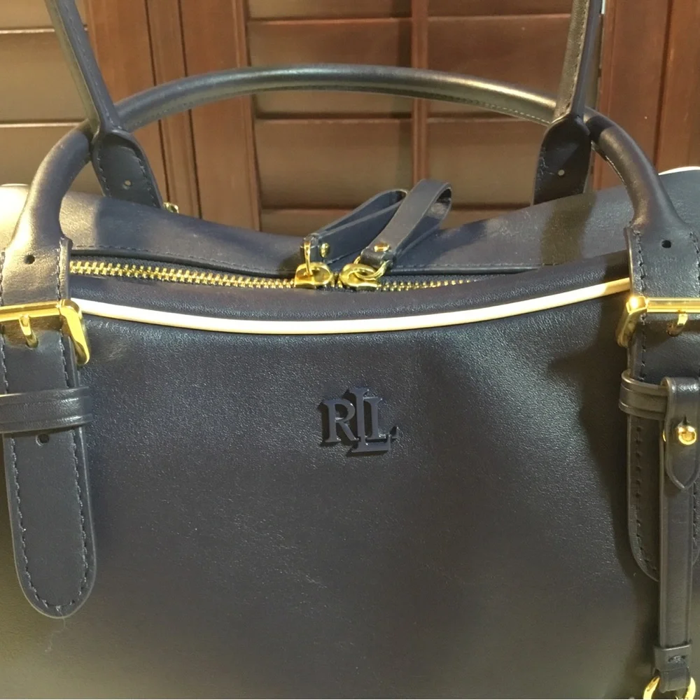 Ralph Lauren Designer handbag “Marcy” Navy/White Like new condition